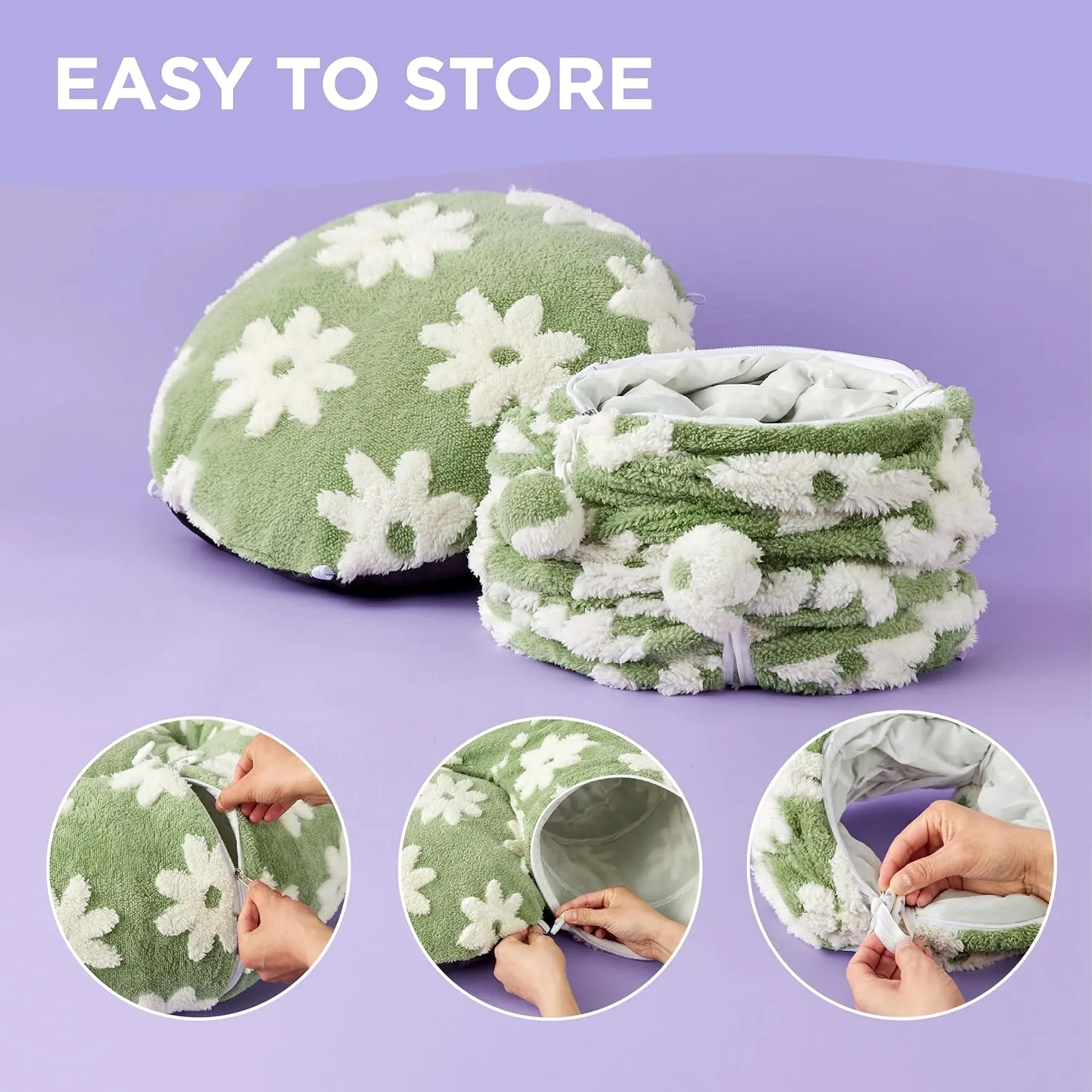 Lesure Cat Tunnel Bed for Indoor Cats - Cute Cat Donut Tunnel Toys with Washable Circle Cushion, Round Pet Peekaboo Cave Toy for Kitten/Puppy/Rabbit, Standard Green