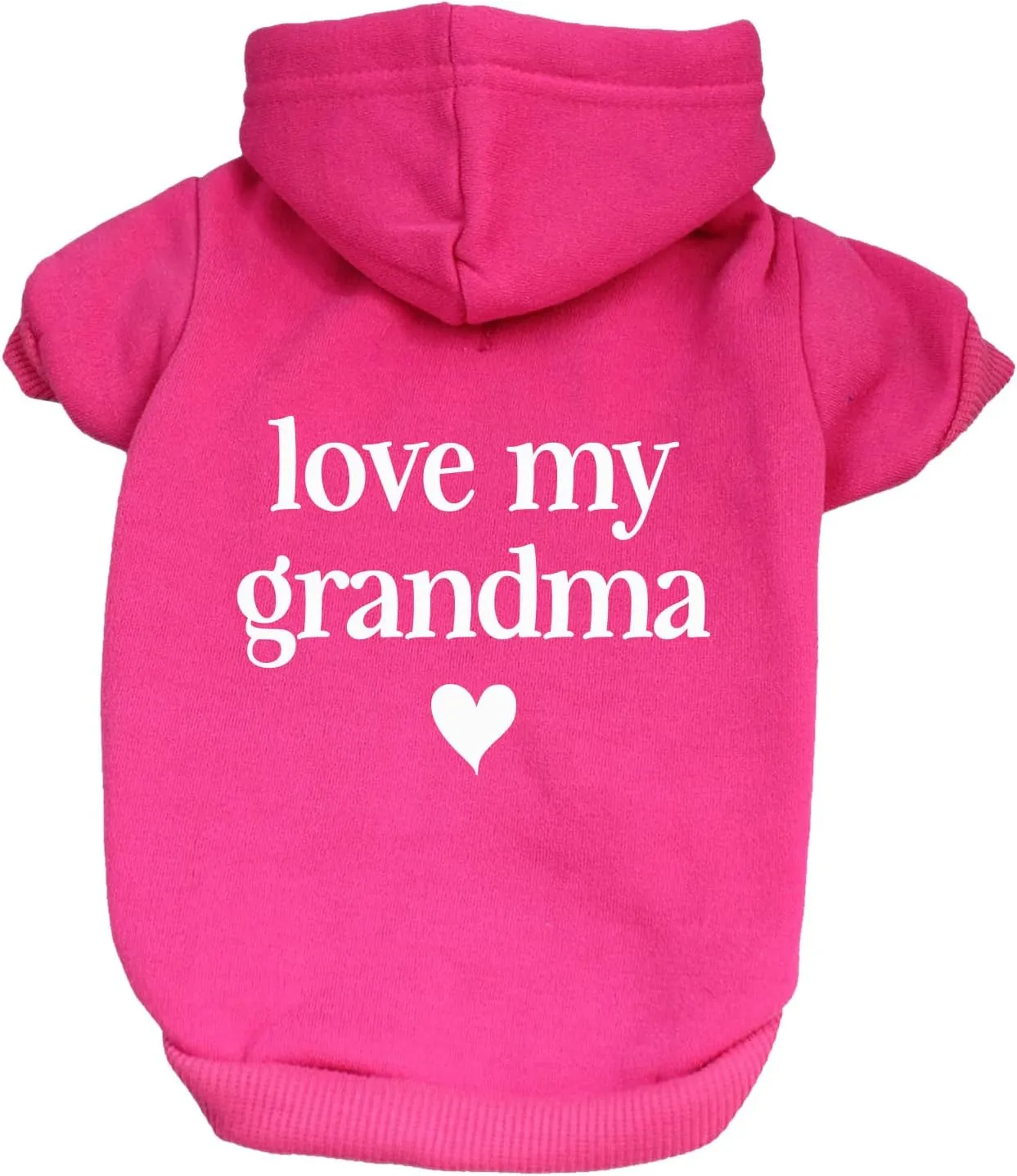 Love My Grandma Mother's Day, Valentine's Day Dog Hoodie Fleece Lined Pullover Sweatshirt with Leash Hole (Hot Pink, X-Large 399)