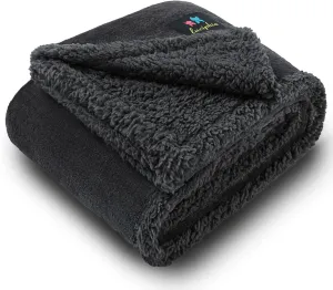 Luciphia Waterproof Blanket for Large Dogs Liquid Proof Furniture Protector Washable Pet Reversible Bed Cover for Couch Soft Sherpa Fleece Cat Blankets for Small Medium Black Medium57" x 40"