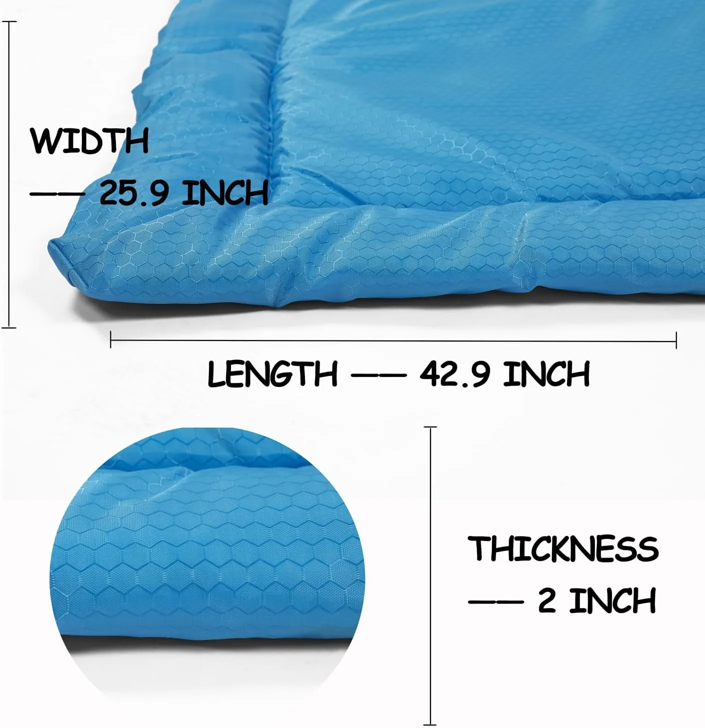 LUCKITTY Portable Camping Dog Bed Outdoor Travel Waterproof Mat for Medium and Large Dogs Waterproof Washable Pad, Blue