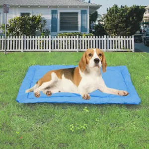 LUCKITTY Portable Camping Dog Bed Outdoor Travel Waterproof Mat for Medium and Large Dogs Waterproof Washable Pad, Blue