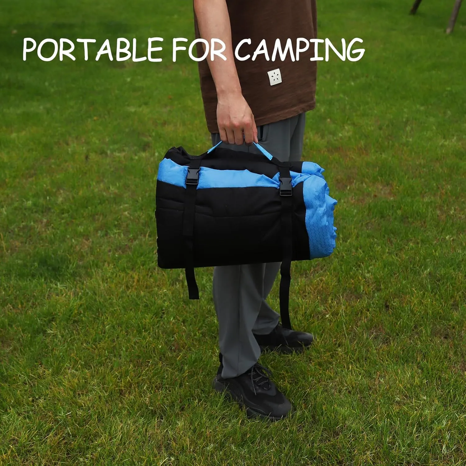 LUCKITTY Portable Camping Dog Bed Outdoor Travel Waterproof Mat for Medium and Large Dogs Waterproof Washable Pad, Blue