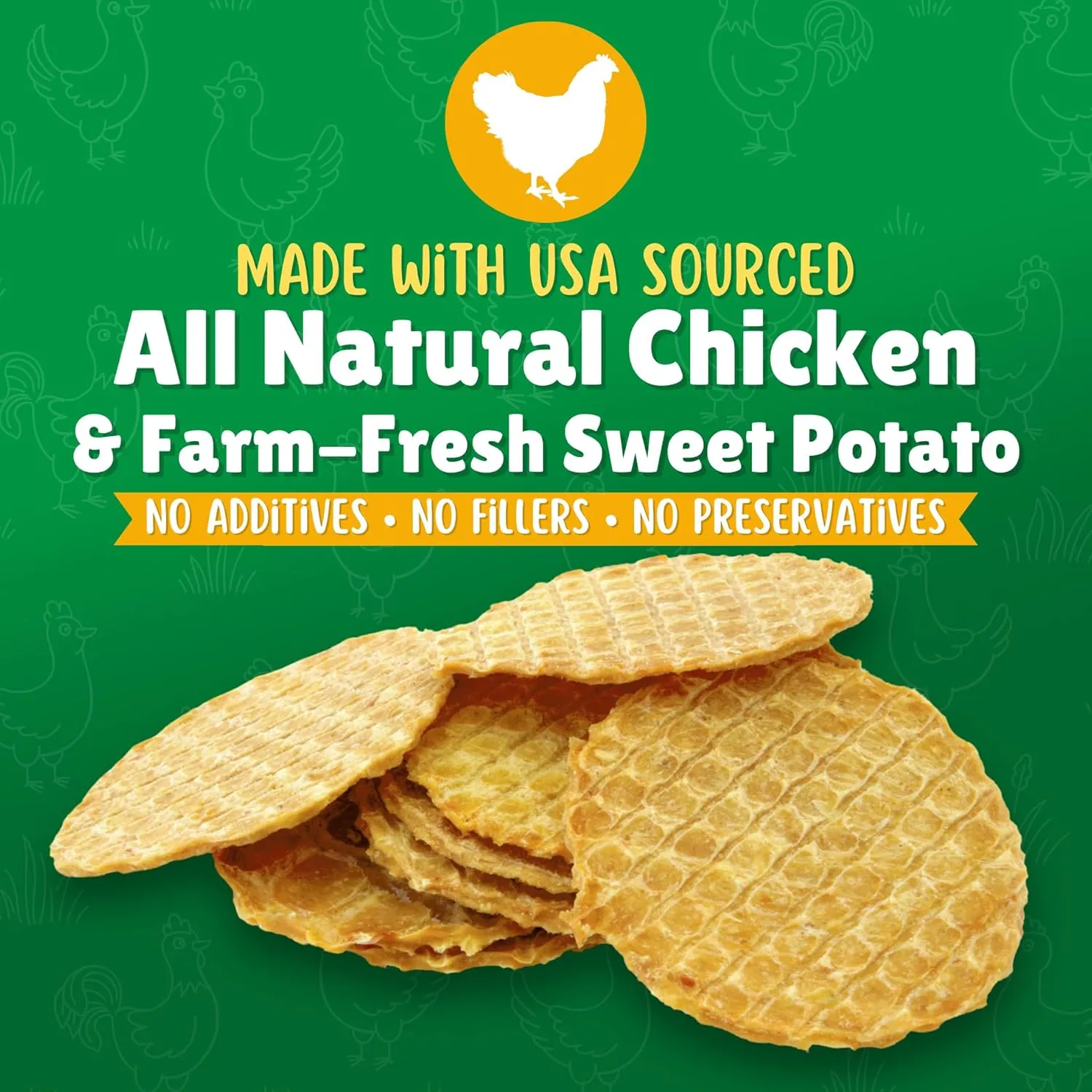Lucky Premium Treats Chicken & Sweet Potato Lucky Chips for Dogs  Healthy Chicken Dog Treats Made in USA  2 Ingredient Chicken Jerky Dog Treats  12 oz Bag