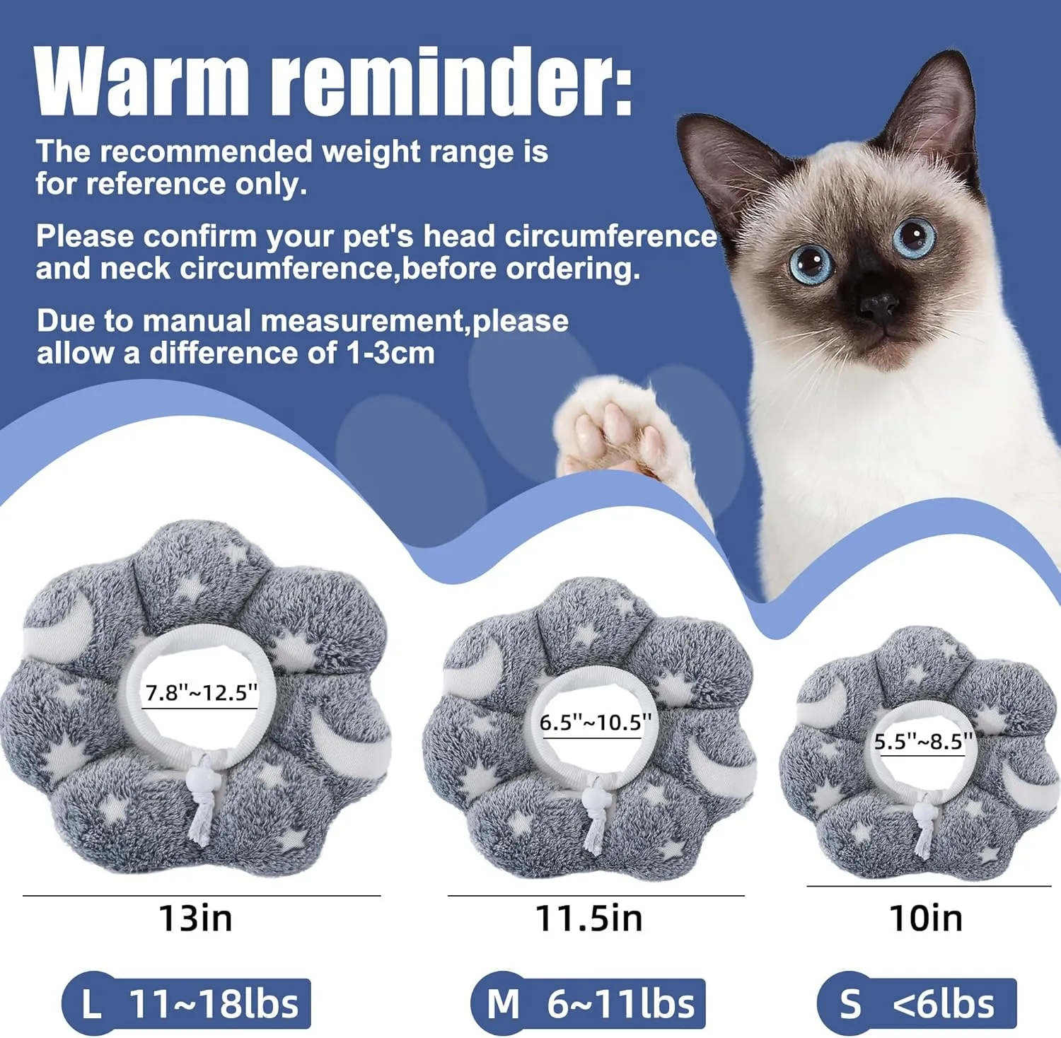 MABOZOO Adjustable Cat Cone Collar Glow in The Dark, Pet Recovery Elizabethan Collar for Kittens Cats After Surgery, Pet E Neck Cone After Surgery for Small Animal Stop Licking (S)