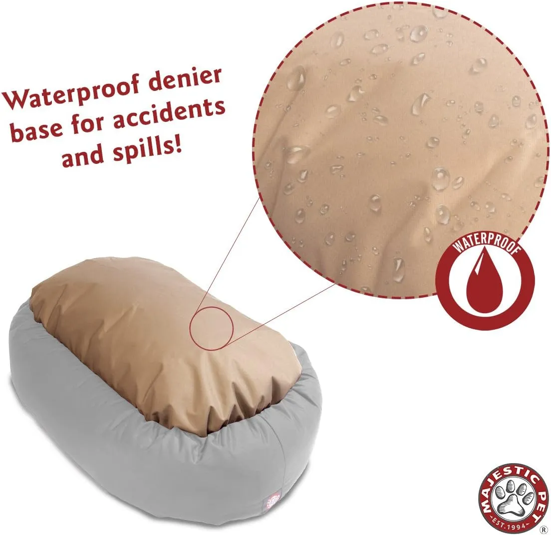 Majestic Pet 40 Inch Suede Calming Dog Bed Washable 40x29x9 (Inch)  Cozy Soft Round Donut Dog Bed with Spine Support for Dogs to Rest Their Head - Pet Bed Large  Gray