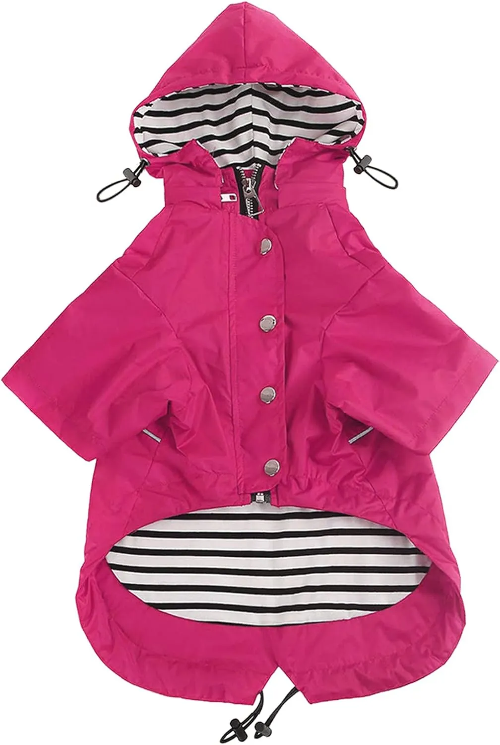 Morezi Dog Zip Up Raincoat with Reflective Buttons, Rain/Water Resistant, Adjustable Drawstring, Removable Hood, Raincoats with Legs 8lbs to 80lbs Available - Pink - XL