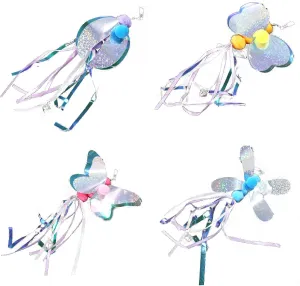 Muloo 4pc Cat Teaser Wand Refills with Butterfly Shaped Insect Tassels for Small Breeds Kittens