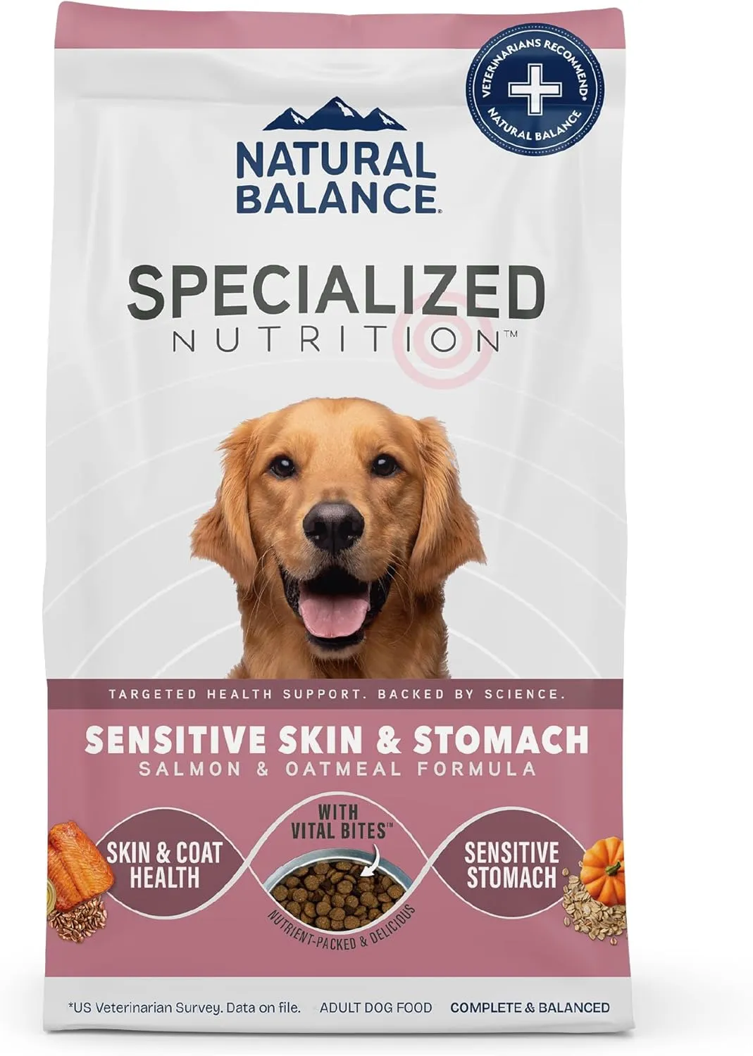 Natural Balance Specialized Nutrition Dry Dog Food with Salmon and Oatmeal for Dogs, Sensitive Skin & Stomach Dog Food, Natural Ingredients with Added Vitamins & Minerals - 3.5 lbs