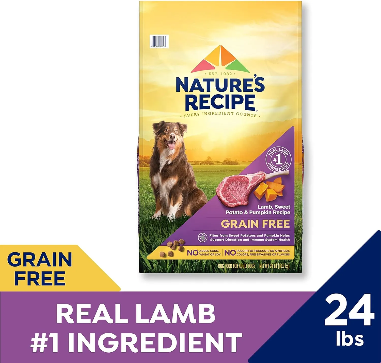 Natures Recipe Grain Free Lamb, Sweet Potato & Pumpkin Recipe Dry Dog Food, 24 lb. Bag
