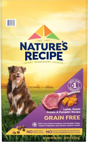 Natures Recipe Grain Free Lamb, Sweet Potato & Pumpkin Recipe Dry Dog Food, 24 lb. Bag