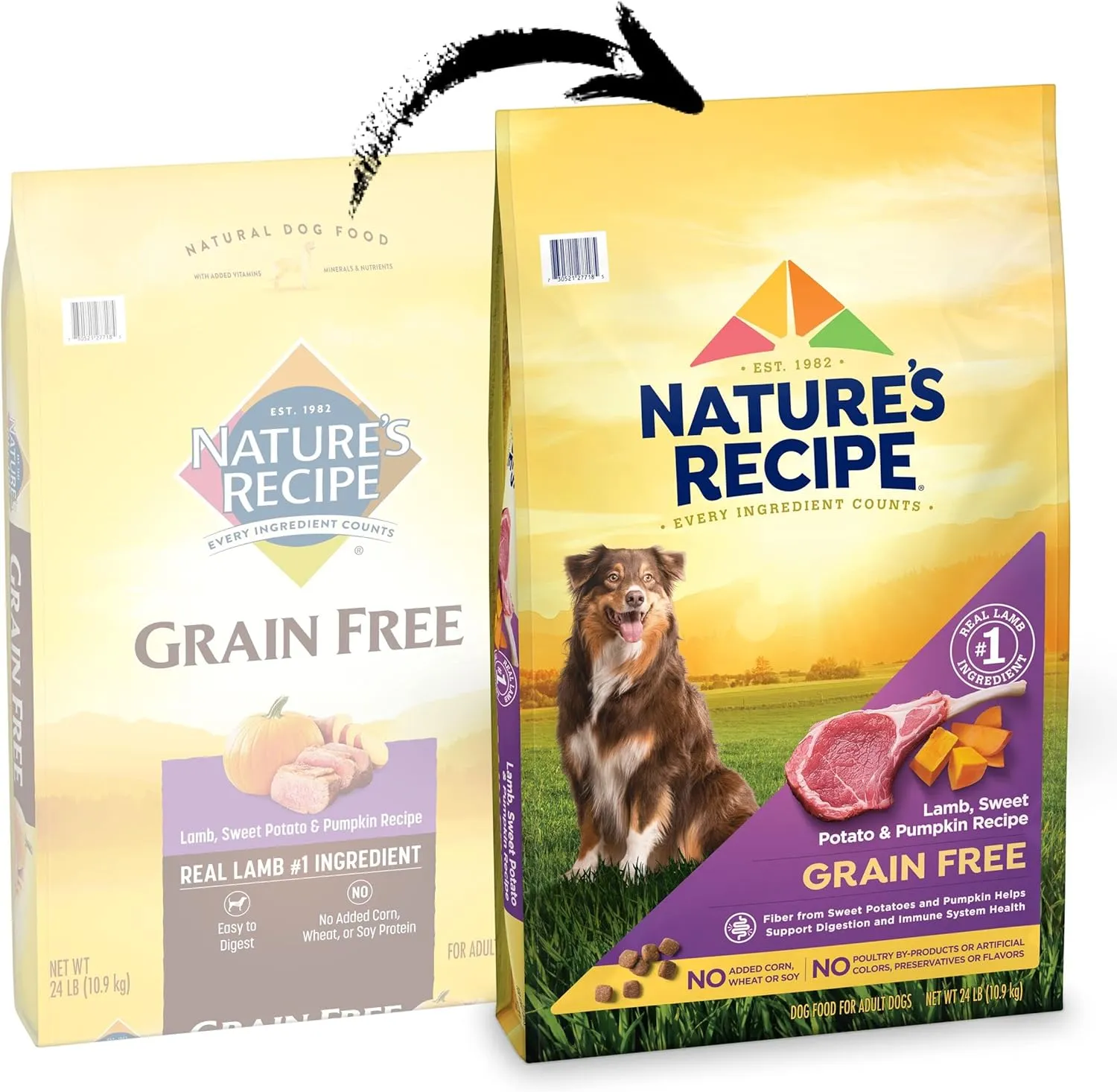 Natures Recipe Grain Free Lamb, Sweet Potato & Pumpkin Recipe Dry Dog Food, 24 lb. Bag