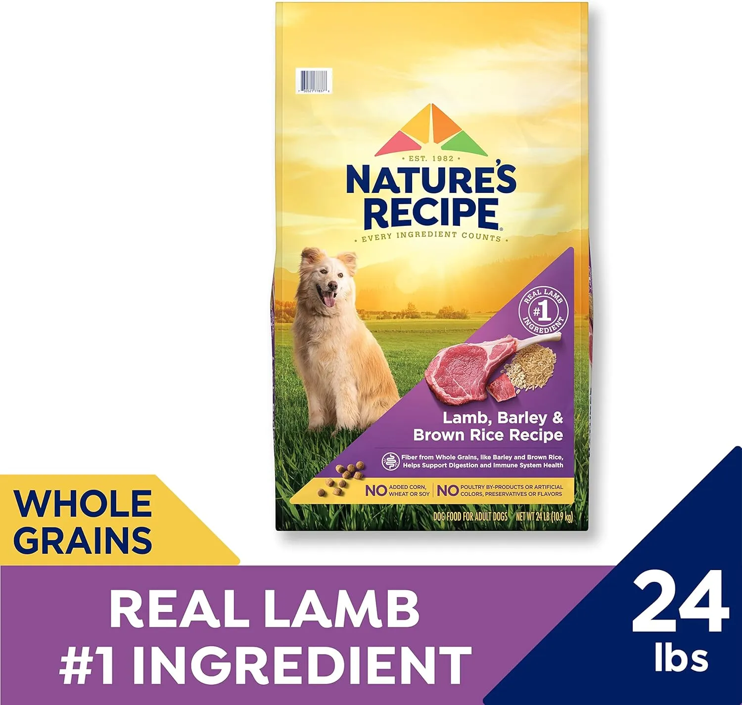 Natures Recipe Lamb, Barley & Brown Rice Recipe Dry Dog Food, 24 lb. Bag