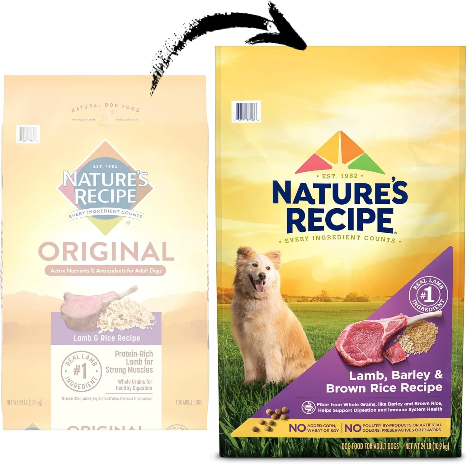 Natures Recipe Lamb, Barley & Brown Rice Recipe Dry Dog Food, 24 lb. Bag