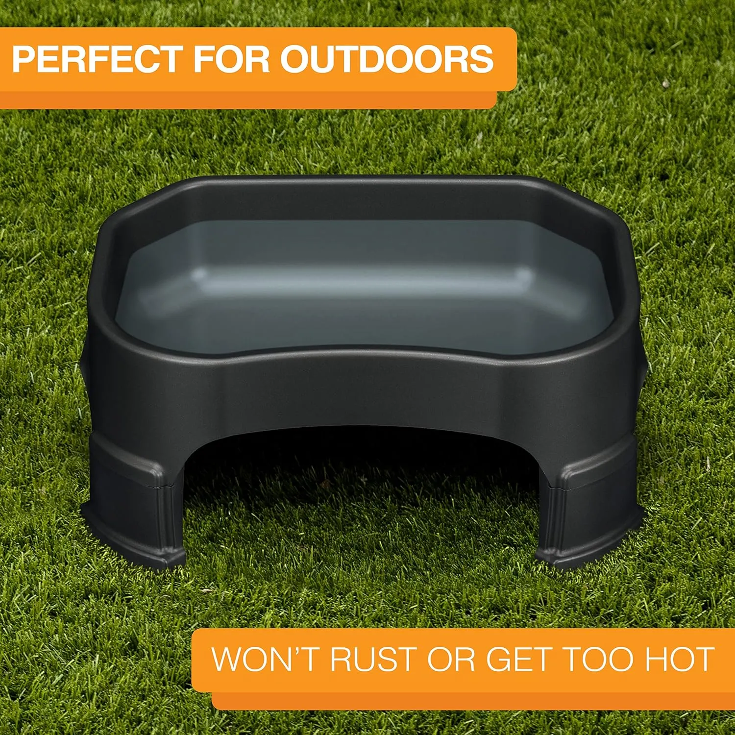 Neater Pet Brands Big Bowl with Leg Extensions Huge Jumbo Trough Style Dog Pet Water Dish (1.25 Gallons, Midnight Black)