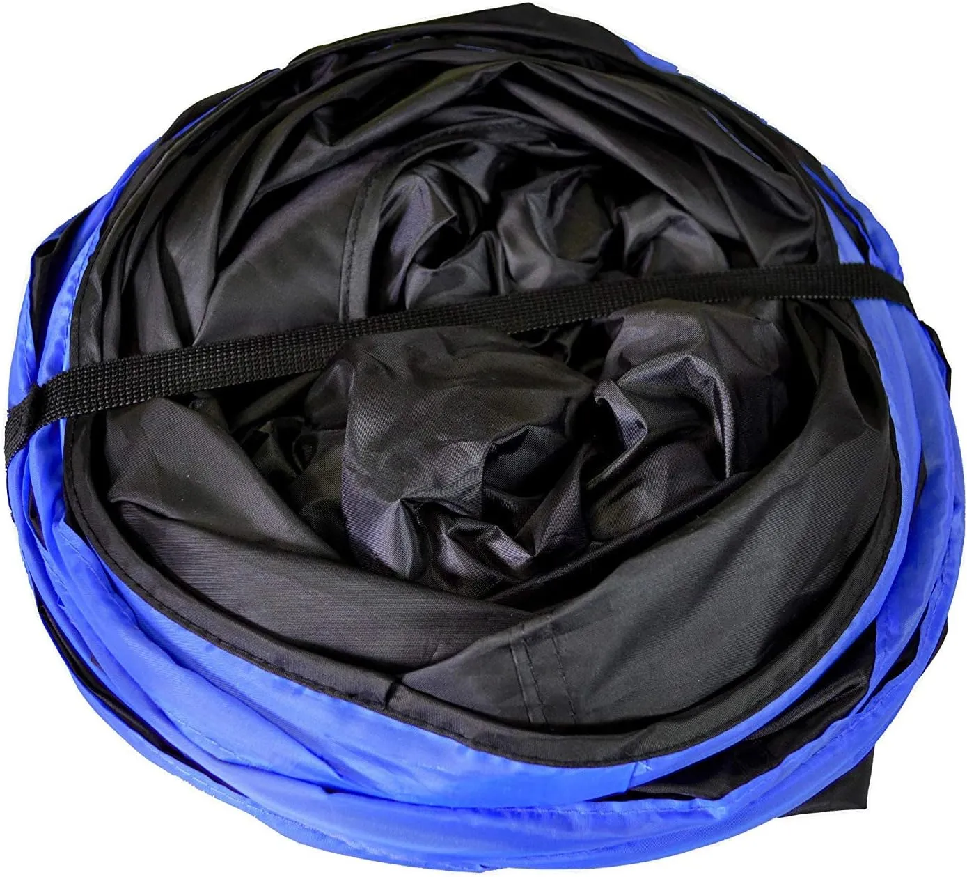 New Cat tunnel Design, Collapsible 4-way Cat Tunnel Toy with Crinkle (Large, Dark Blue)