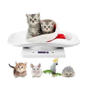 Newborn Kitten & Puppy Weight Scale, Multifunctional Digital Pet Scale, LCD Electronic Small Animal Food Scale, Weighing Max 33lbs, Tray Size 12" x 8", Not for Adult Cats/Dogs (White)