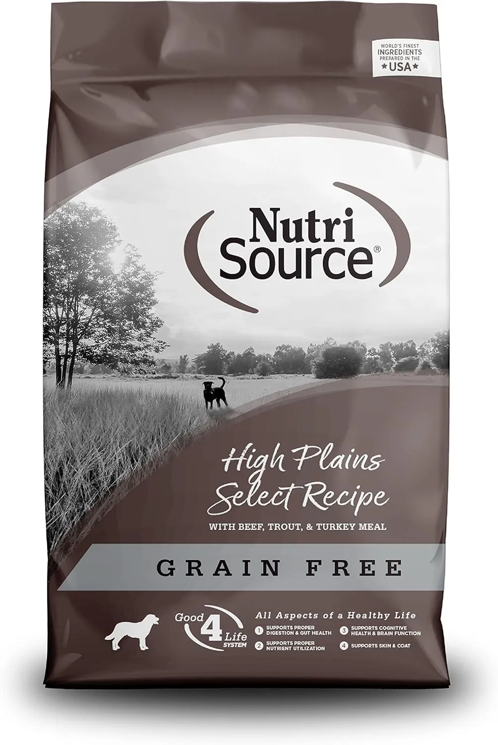 NutriSource High Plains Select Grain-Free Dog Food, Made with Beef, Trout and Turkey Meal, 5LB, Dry Dog Food