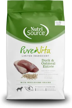 NutriSource Pure Vita Dry Dog Food, Duck and Oatmeal, 12LB