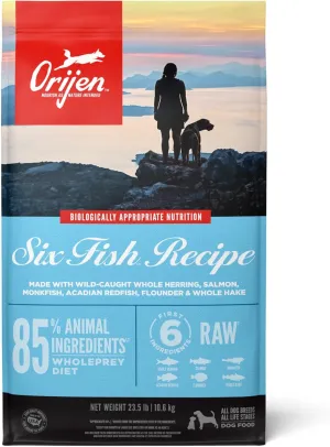 ORIJEN Six Fish Dry Dog Food, Grain Free and Chicken Free Dog Food, Fresh or Raw Ingredients, 23.5lb