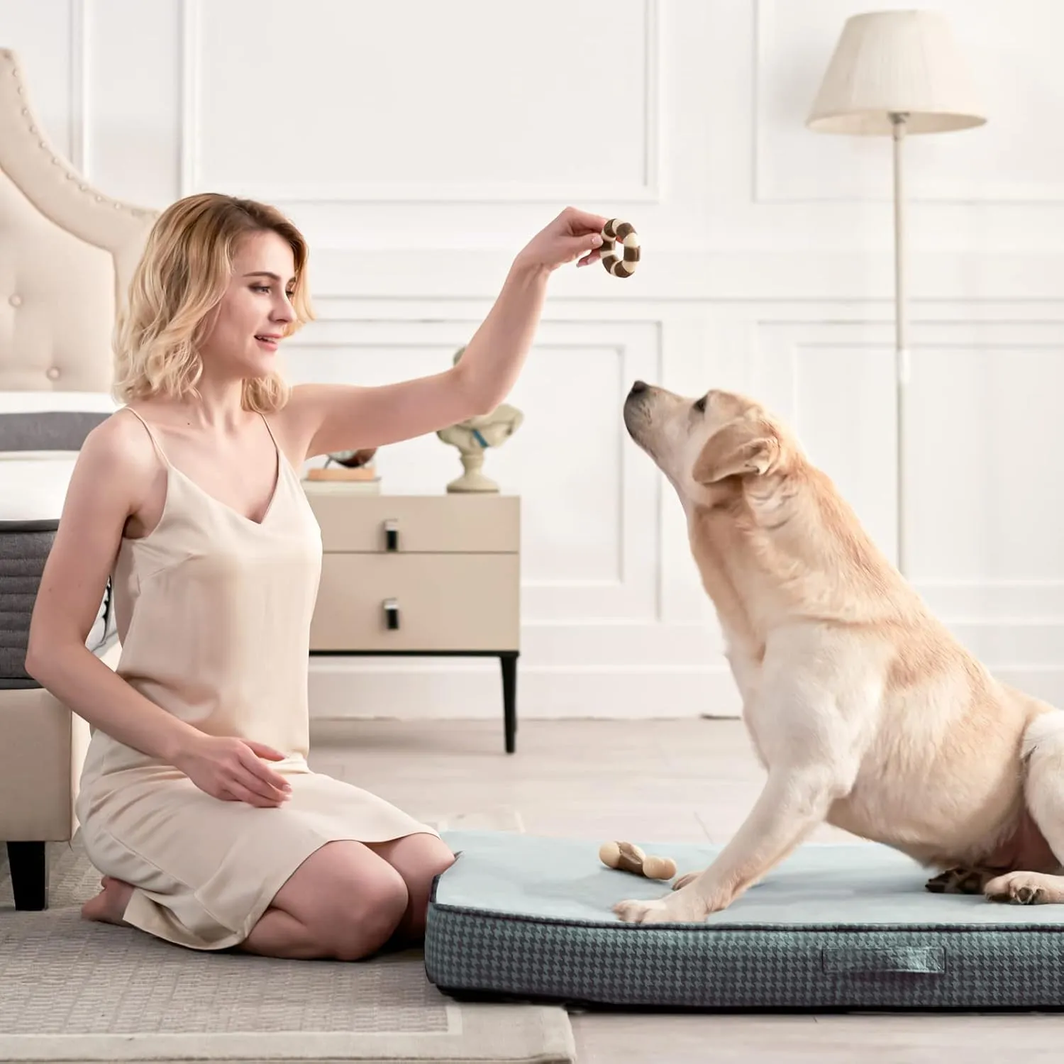 Orthopedic Dog Bed with Removable Washable Cover, Gel Memory Foam and Sponge 2-Layer, Pet Beds with Waterproof Lining and Anti-Slip Bottom for Large Dogs