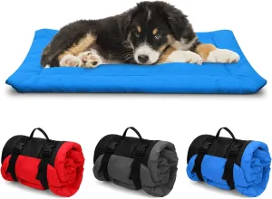 Outdoor Dog Bed, Foldable Waterproof Roll up Dog Bed, Portable Camping Travel Dogd Bedd, Non-Slip, Machine Washable Outdoor Pet Beds for Small, Medium and Large Dogs and Cat (Blue)