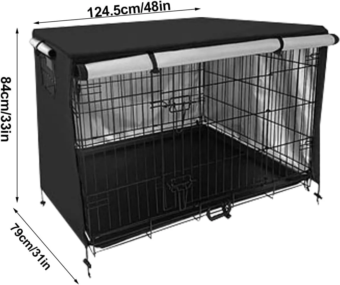 Pet Cage Cover, Dog Crate Cover, Pet Kennel Cover, Univeral Bird Cage Cover, UV Protection Waterproof Washable Univeral Breathable Easy Installation, 124.5X79X84cm