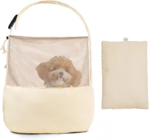 Pet Carrier Sling Bag for Small Dogs and Cats, Lightweight Travel Backpack with Removable Pillow, Adjustable Strap & Breathable Mesh (Beige, 15.7" L x 5.9" W x 8.6" H)