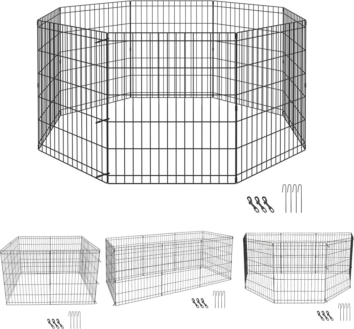 Pet Dog Playpen 24/30/36/42/48 Inch Metal Portable Dog Exercise Pen Indoor Outdoor Folding Yard Puppy Dog Fence for Small Medium Large Dogs 8 Panel