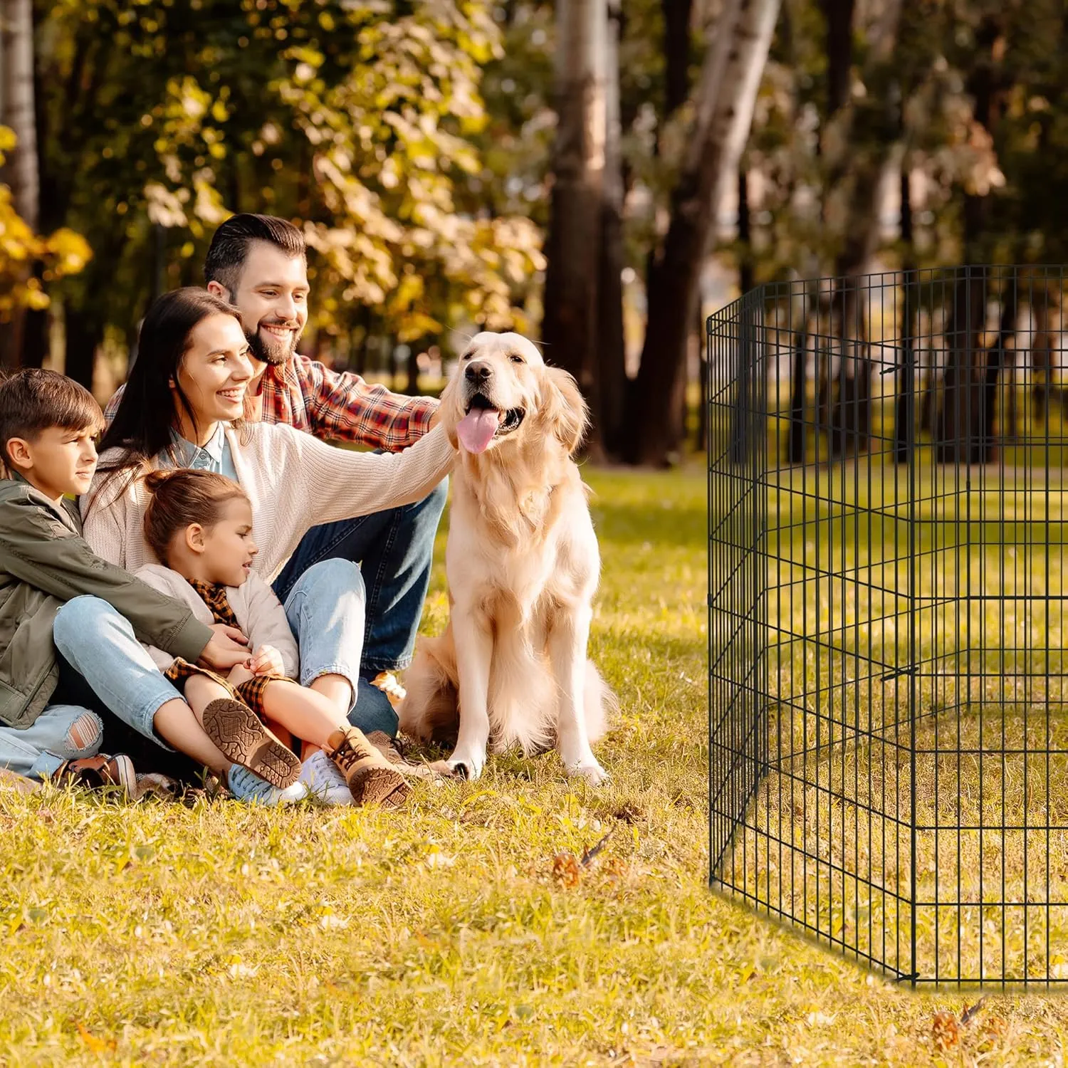 Pet Dog Playpen 24/30/36/42/48 Inch Metal Portable Dog Exercise Pen Indoor Outdoor Folding Yard Puppy Dog Fence for Small Medium Large Dogs 8 Panel