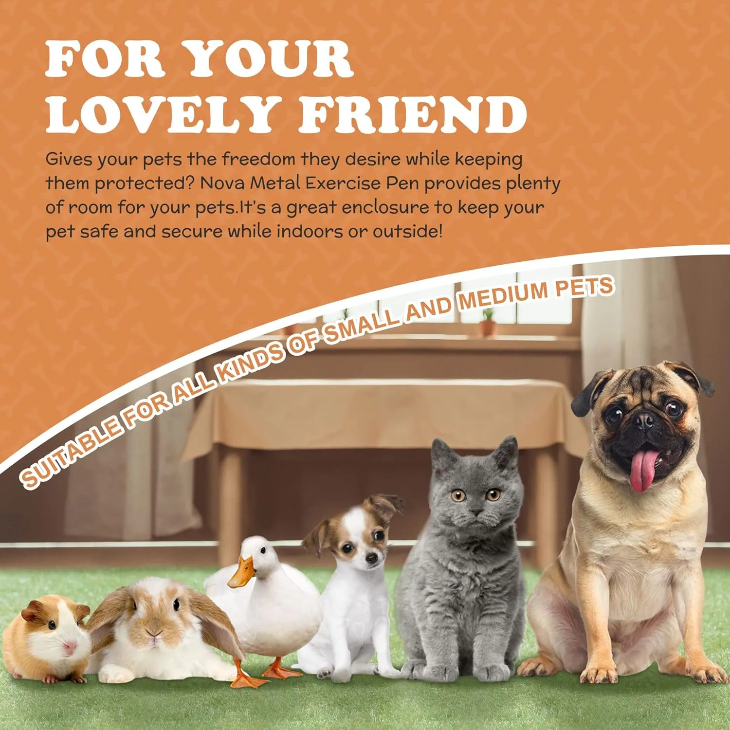 Pet Dog Playpen 24/30/36/42/48 Inch Metal Portable Dog Exercise Pen Indoor Outdoor Folding Yard Puppy Dog Fence for Small Medium Large Dogs 8 Panel