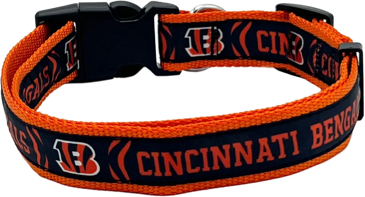 Pets First NFL Cincinnati Bengals Licensed PET COLLAR, Small - Heavy-Duty, Strong, and Durable Dog Collar. Available in 31 Football Teams and 4 Sizes