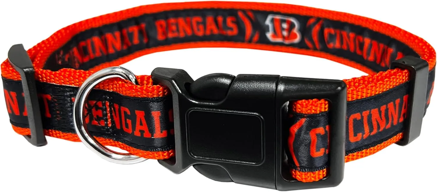 Pets First NFL Cincinnati Bengals Licensed PET COLLAR, Small - Heavy-Duty, Strong, and Durable Dog Collar. Available in 31 Football Teams and 4 Sizes