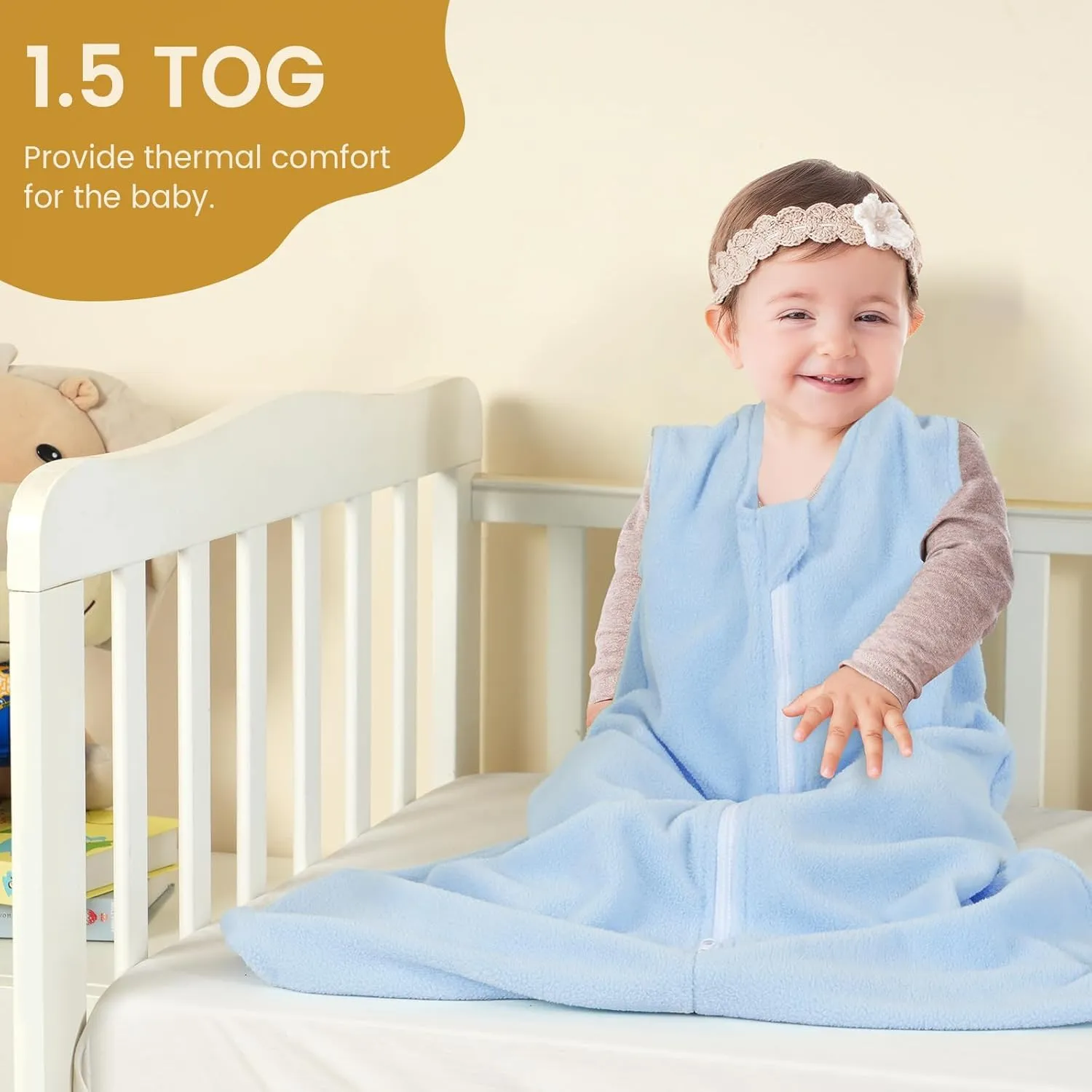 PHF 3 Pack Warm Micro-Fleece Baby Sleep Sack 12-18 Months, Soft Baby Wearable Blanket, 2-Way Zipper Sleeping Bags, Comfy Sleeping Sack for Infant Newborn Boys, Large Size, Oat Milk&Blue&Sage Green