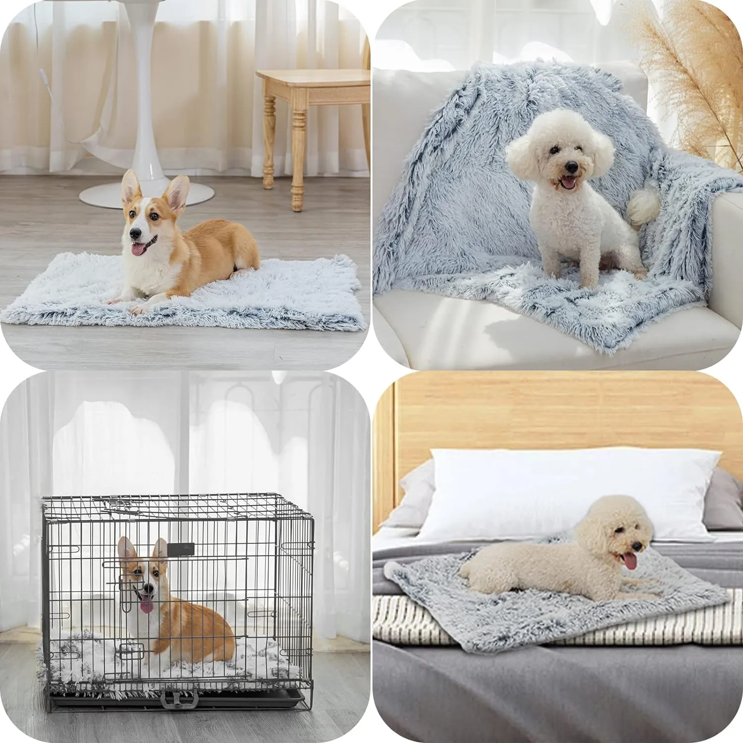 PJYuCien Fluffy Fleece Calming Pet Throw Blanket, Super Soft and Warm for Indoor Cats and Dogs, Small 16 * 24", Machine Washable, Grey Puppy Bed