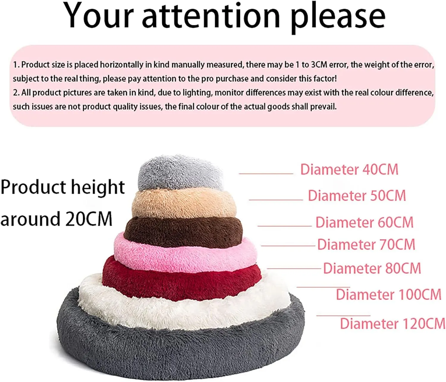 Premium Plush Donut Dog & Cat Bed - Calming, Warm & Soft, Anti-Anxiety, Non-Slip, Washable for Small/Medium/Large Dogs (Gradient Blue)