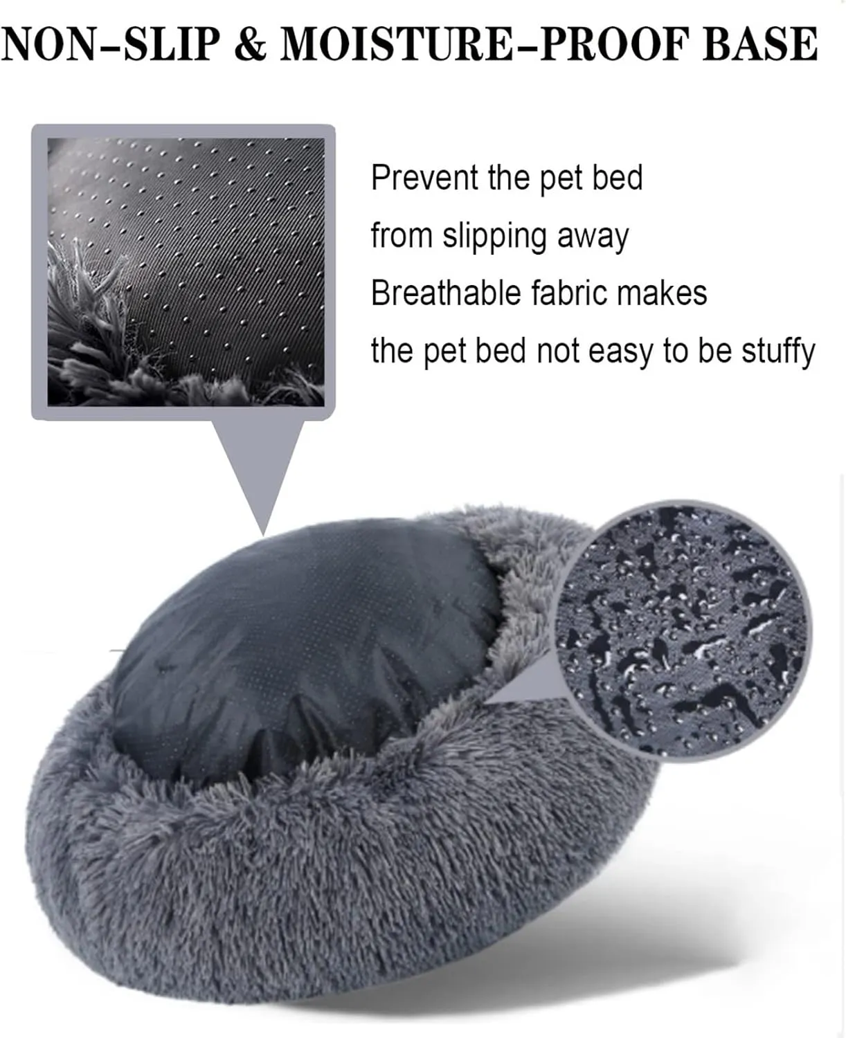 Premium Plush Donut Dog & Cat Bed - Calming, Warm & Soft, Anti-Anxiety, Non-Slip, Washable for Small/Medium/Large Dogs (Gradient Blue)