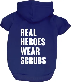 Real Heroes Wear Scrubs Dog Hoodie Fleece Lined Pullover Sweatshirt with Leash Hole (Royal Blue, Medium 1014)