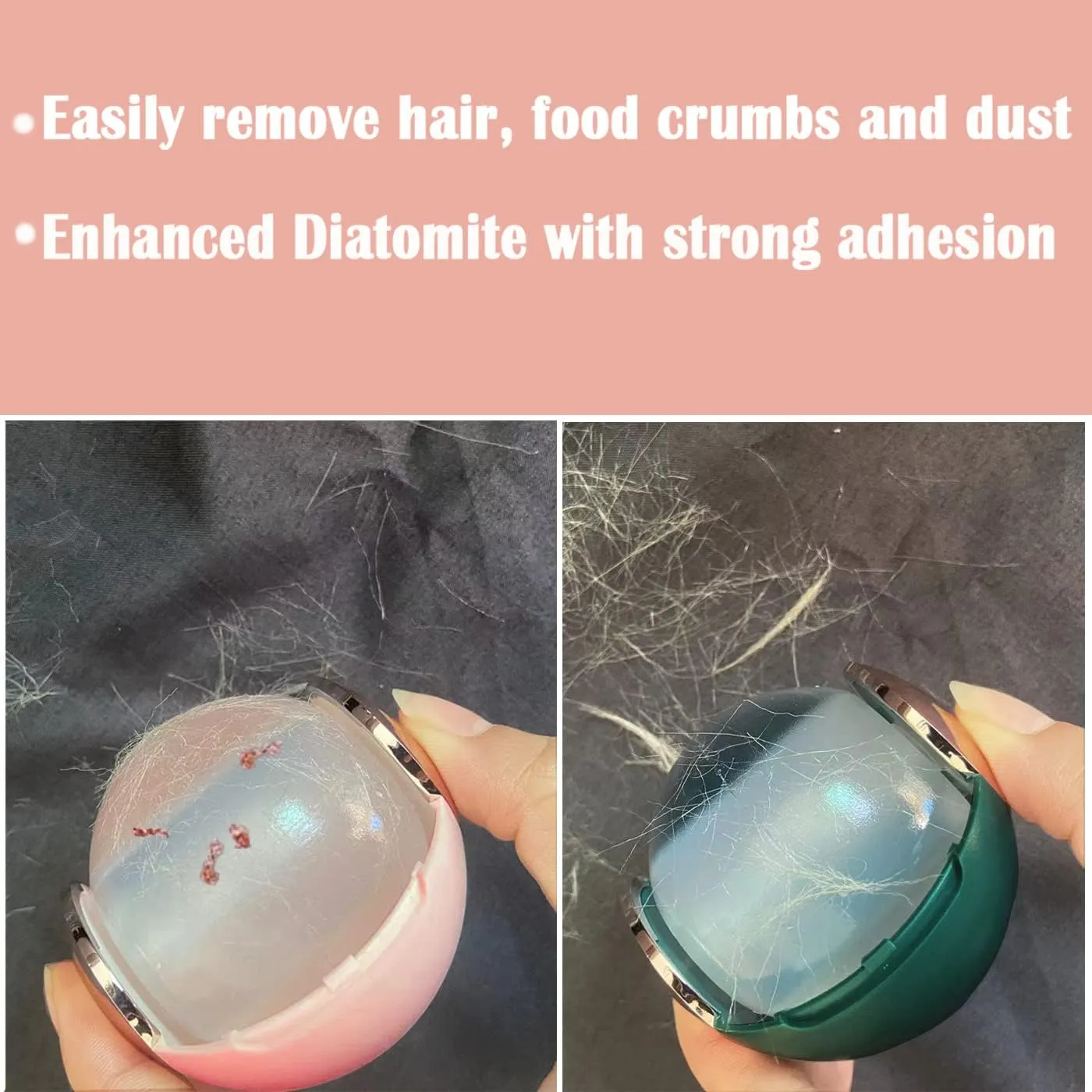 Reusable Lint Roller Ball, Sticky Washable lint Roller Portable Travel Dog Cat Pet Hair Lint Remover Tool for Clothes Purse Bag Traveling Essentials (Pink Gold)