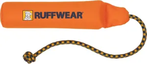 Ruffwear Lunker Throw Toy for Dogs  Durable, Soft Fabric Toy with Rope Handle for Fetch and Tug on Land & Water, Campfire Orange, Medium