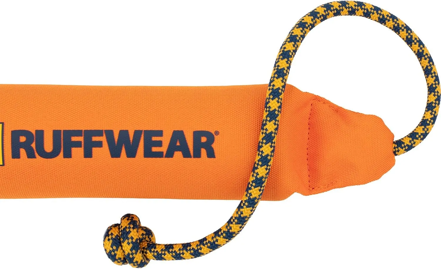 Ruffwear Lunker Throw Toy for Dogs  Durable, Soft Fabric Toy with Rope Handle for Fetch and Tug on Land & Water, Campfire Orange, Medium