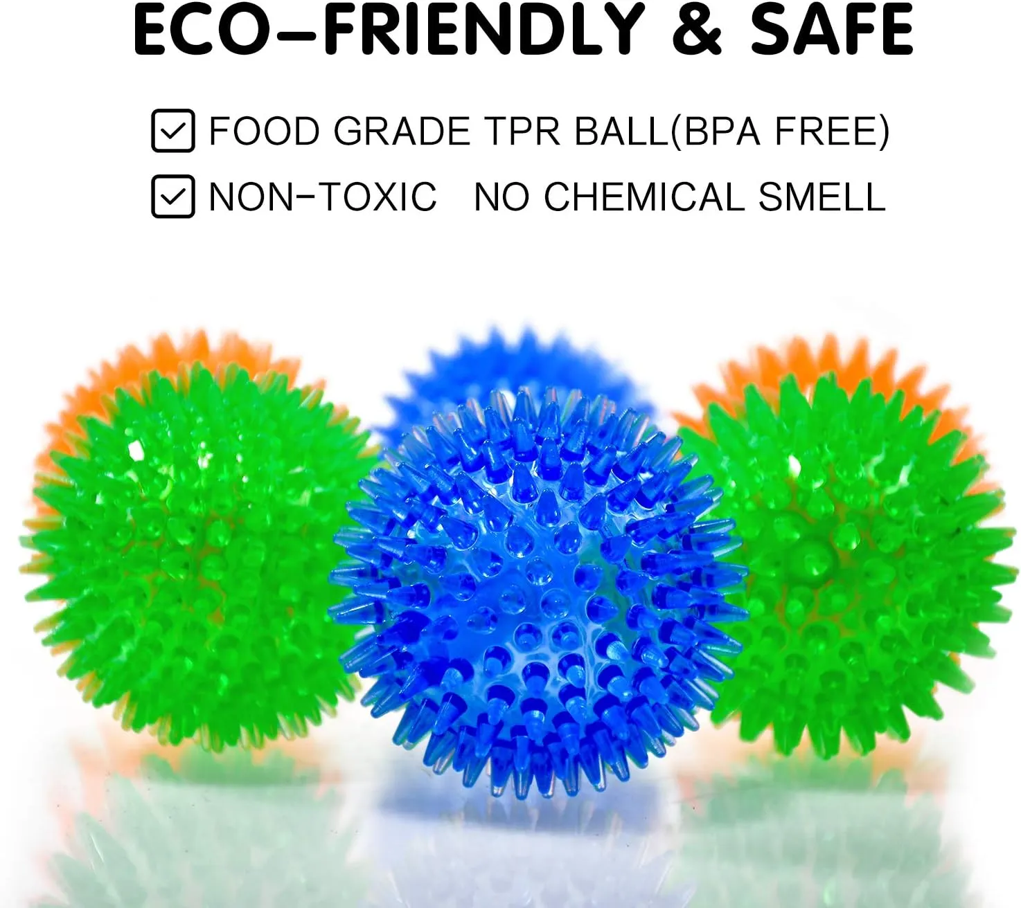 SHARLOVY Squeaky Balls for Pet Small Puppy, TPR Fetch Spike Balls for Dogs, Rubber 6 Pack Bright Colors Chew Teething Dog Toys