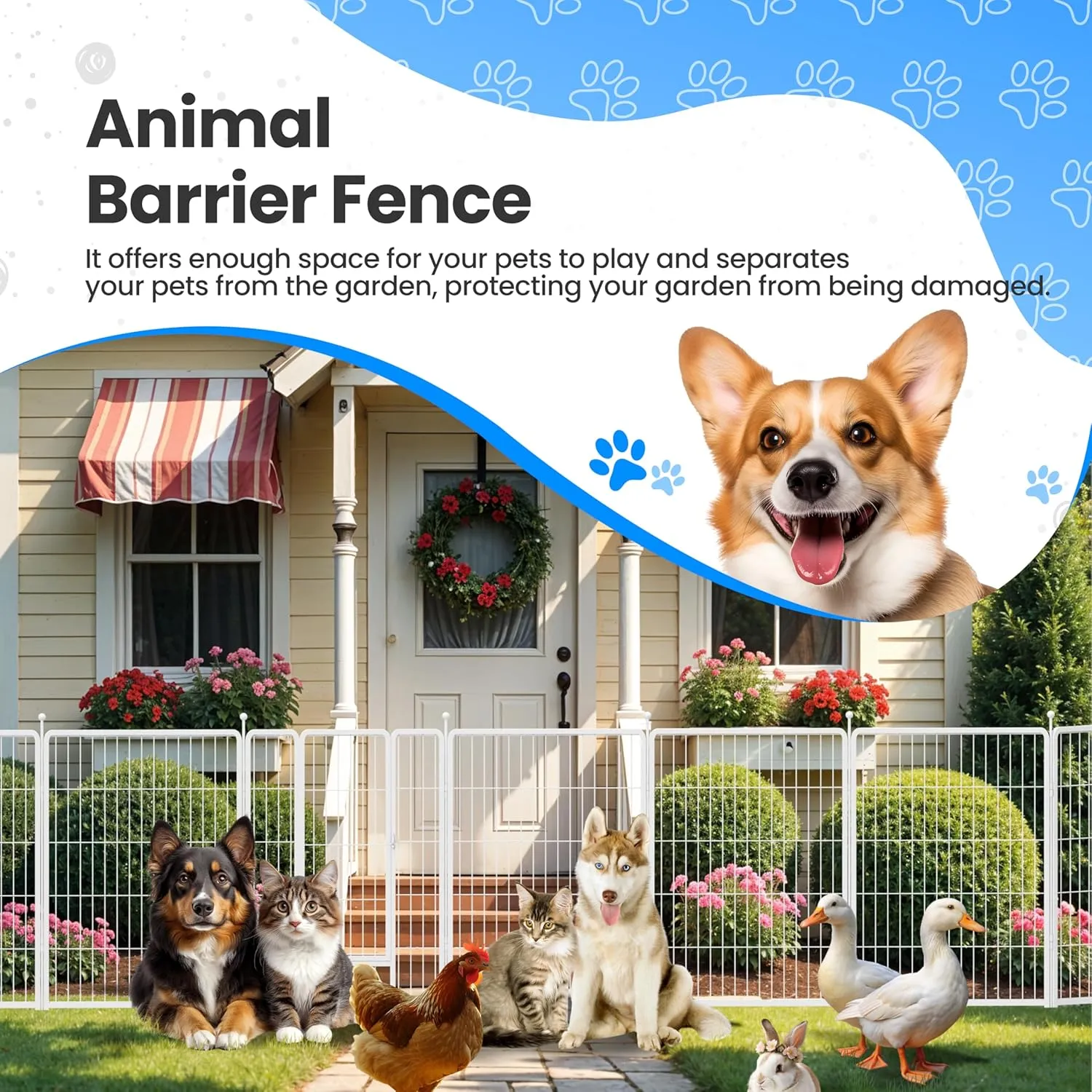 Simple Deluxe 24 Inch 8 Panel Dog Playpen, Ideal Indoor and Outdoor Dog Fence for Puppy/Small Dogs, Camping, Yard, RV, Garden Fence, White