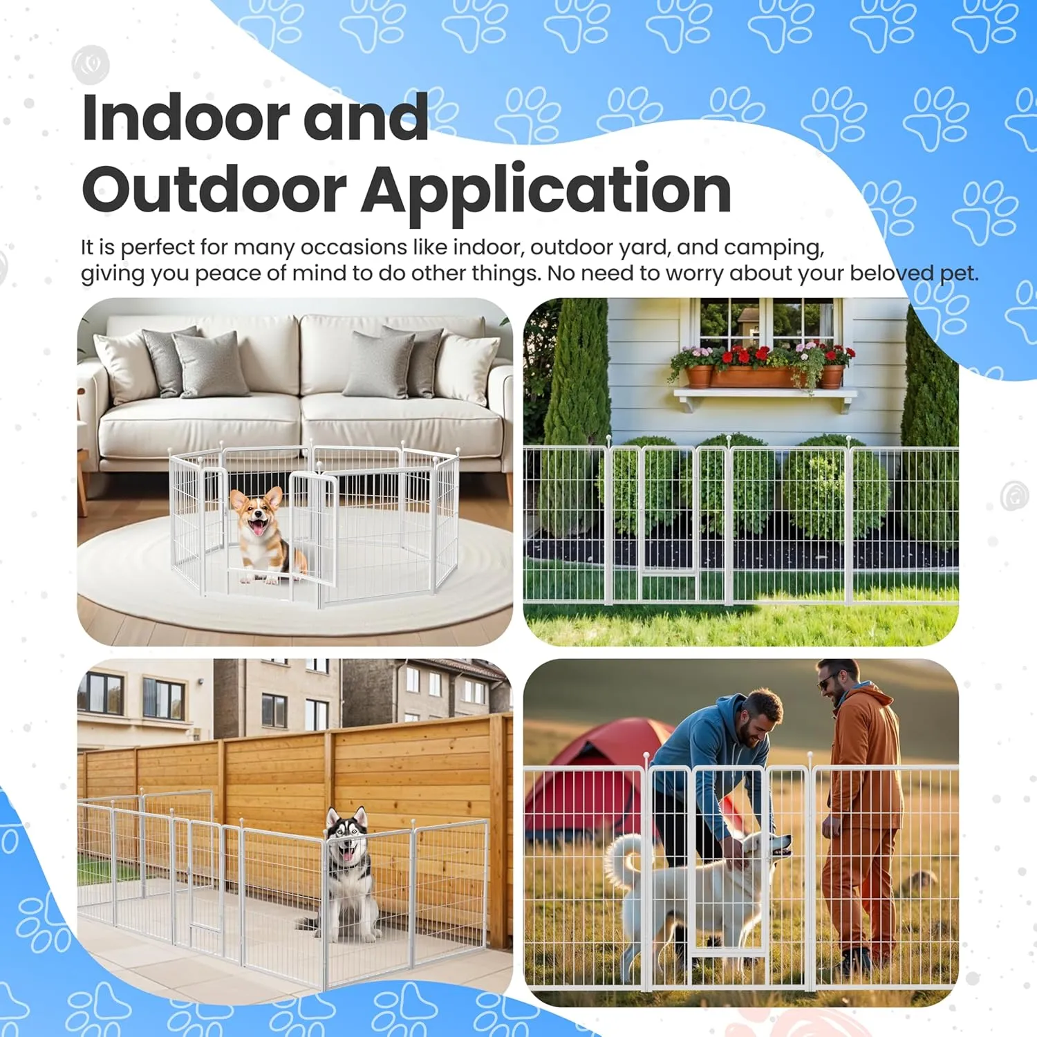Simple Deluxe 24 Inch 8 Panel Dog Playpen, Ideal Indoor and Outdoor Dog Fence for Puppy/Small Dogs, Camping, Yard, RV, Garden Fence, White