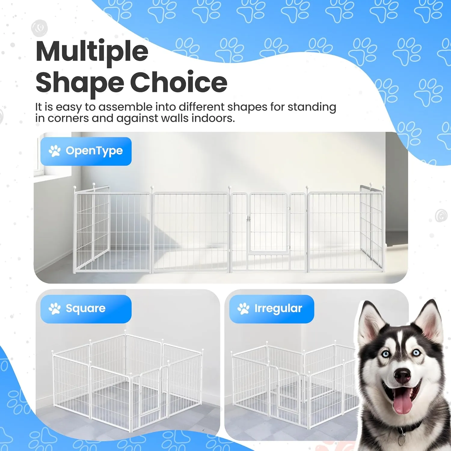 Simple Deluxe 24 Inch 8 Panel Dog Playpen, Ideal Indoor and Outdoor Dog Fence for Puppy/Small Dogs, Camping, Yard, RV, Garden Fence, White