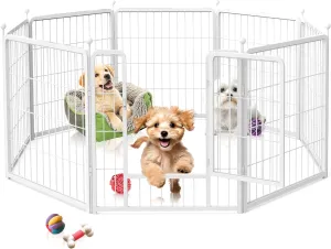 Simple Deluxe 24 Inch 8 Panel Dog Playpen, Ideal Indoor and Outdoor Dog Fence for Puppy/Small Dogs, Camping, Yard, RV, Garden Fence, White