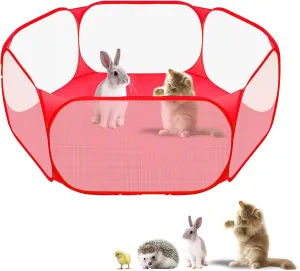 Small Animals Playpen, Portable Pop-up Open Interactive Pet Tent, Indoor Outdoor Fence for Rabbits, Guinea Pig, Hamster, Chinchillas, Kittens, Puppies
