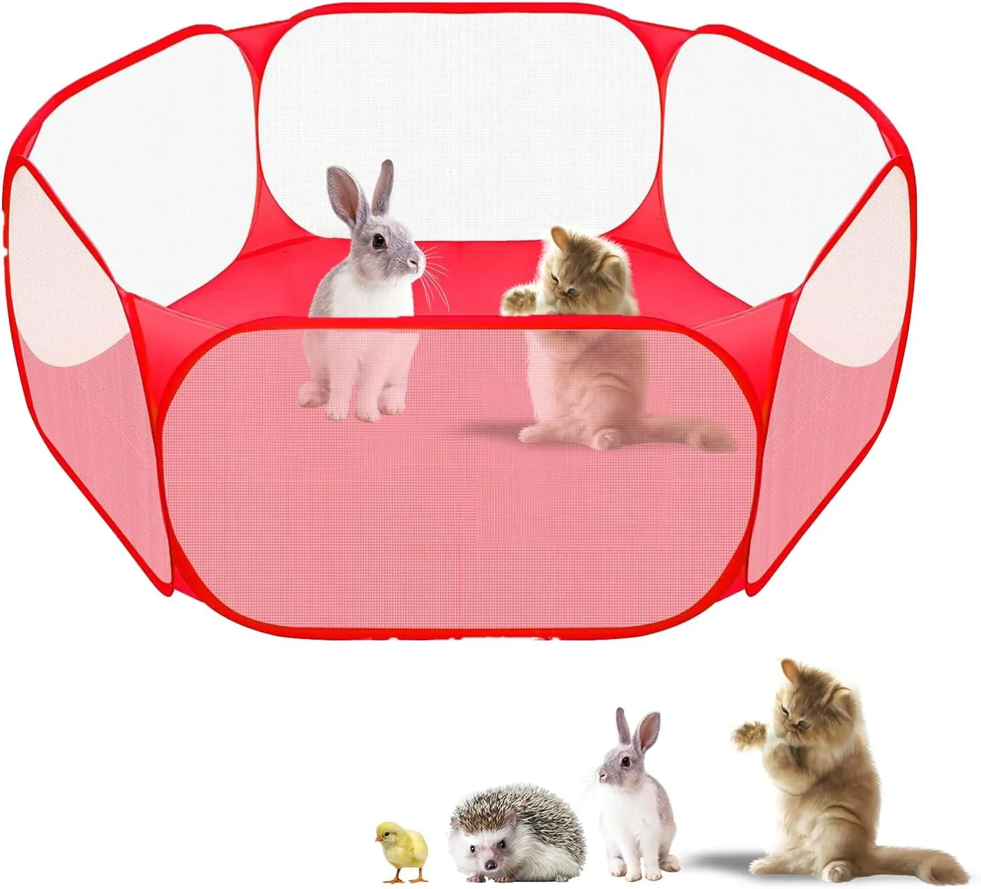 Small Animals Playpen, Portable Pop-up Open Interactive Pet Tent, Indoor Outdoor Fence for Rabbits, Guinea Pig, Hamster, Chinchillas, Kittens, Puppies