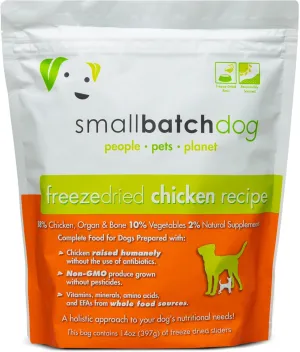 smallbatch Pets Freeze-Dried Premium Raw Food Diet for Dogs, Chicken Recipe, 14 oz, Made in The USA, Organic Produce, Humanely Raised Meat, Hydrate and Serve Patties, Single Source Protein, Healthy