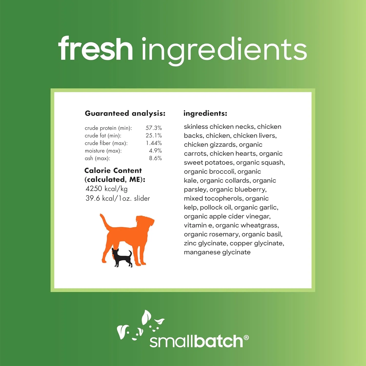 smallbatch Pets Freeze-Dried Premium Raw Food Diet for Dogs, Chicken Recipe, 14 oz, Made in The USA, Organic Produce, Humanely Raised Meat, Hydrate and Serve Patties, Single Source Protein, Healthy