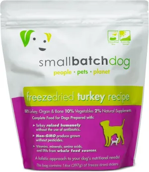 smallbatch Pets Freeze-Dried Premium Raw Food Diet for Dogs, Turkey Recipe, 14 oz, Made in The USA, Organic Produce, Humanely Raised Meat, Hydrate and Serve Patties, Single Source Protein, Healthy
